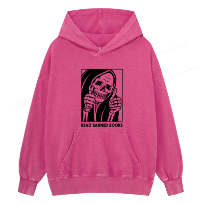 Pagewings Read Banned Books Unisex Washed Hoodie