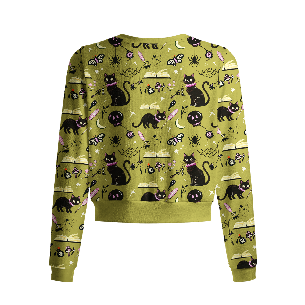 Pagewings Cat Book Lover Crew Neck Cardigan Sweaters