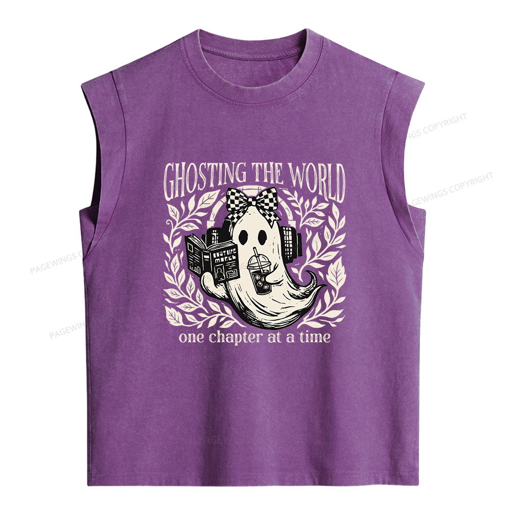 Pagewings Ghost Reading Women's Washed Tank Top