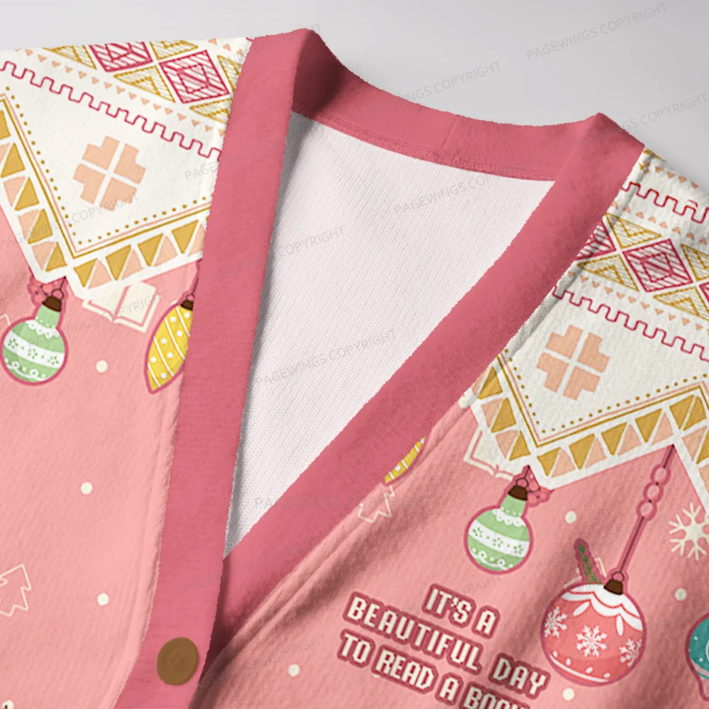 Pagewings It's A Beautiful Day To Read A Book Unisex Ugly Cardigan Sweaters