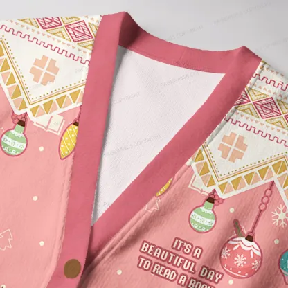 Pagewings It's A Beautiful Day To Read A Book Unisex Ugly Cardigan Sweaters