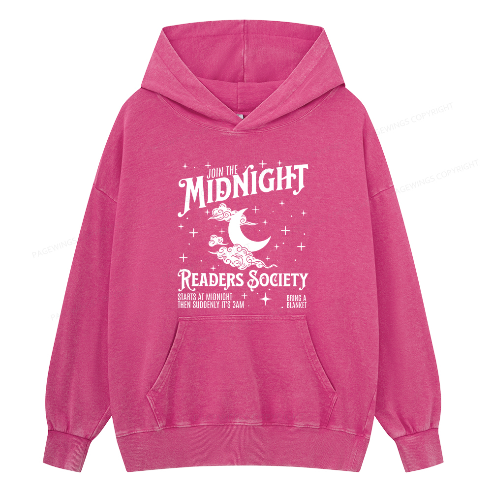 Pagewings Late Night Readers Book Club Unisex Washed Hoodie