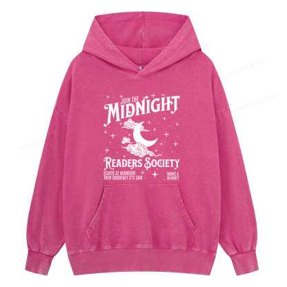 Pagewings Late Night Readers Book Club Unisex Washed Hoodie