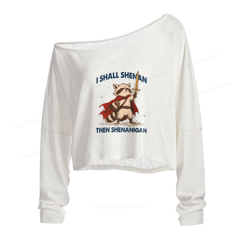 Pagewings I Shall Shenan Slouchy Long Sleeve Off Shoulder T-shirt