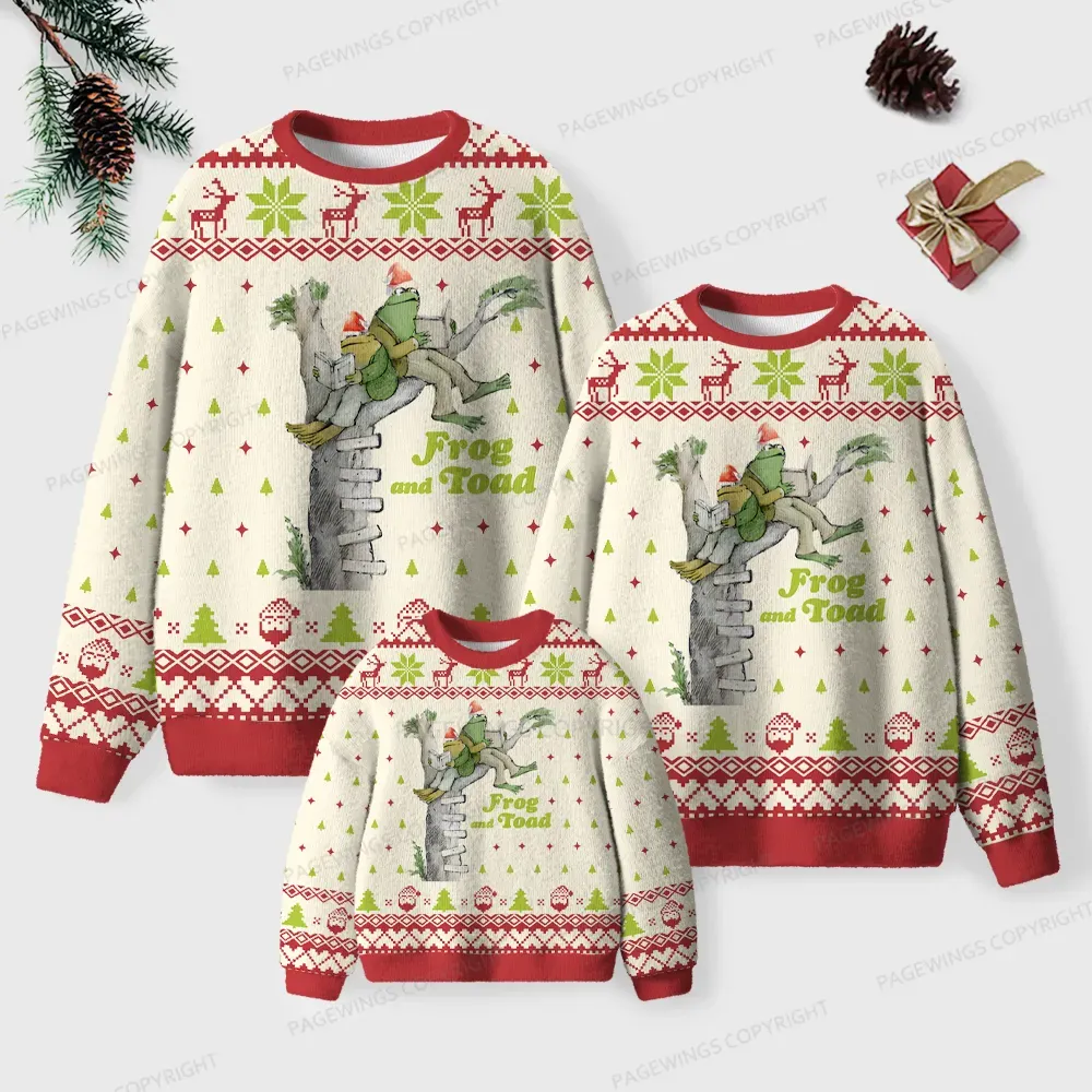 Pagewings Frog And Toad Unisex Ugly Knit Sweatshirt