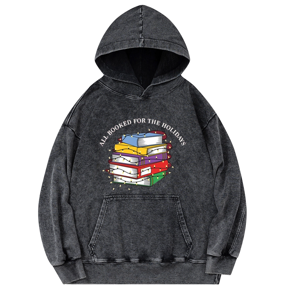 Pagewings Christmas All Booked For the Holidays Unisex Washed Hoodie
