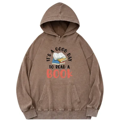 Pagewings It’s a Good Day to Read a Book Unisex Washed Hoodie