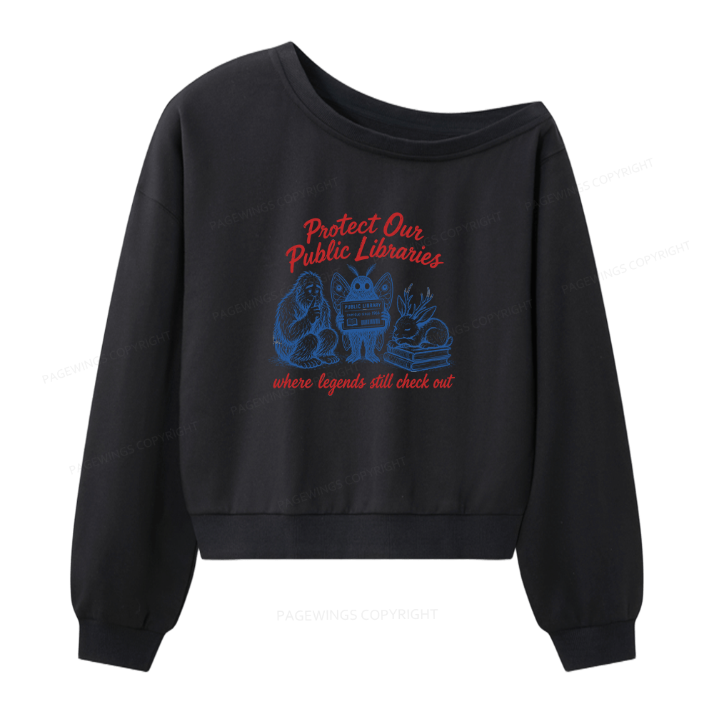 Pagewings Protect Library Women Off Shoulder Sweatshirt