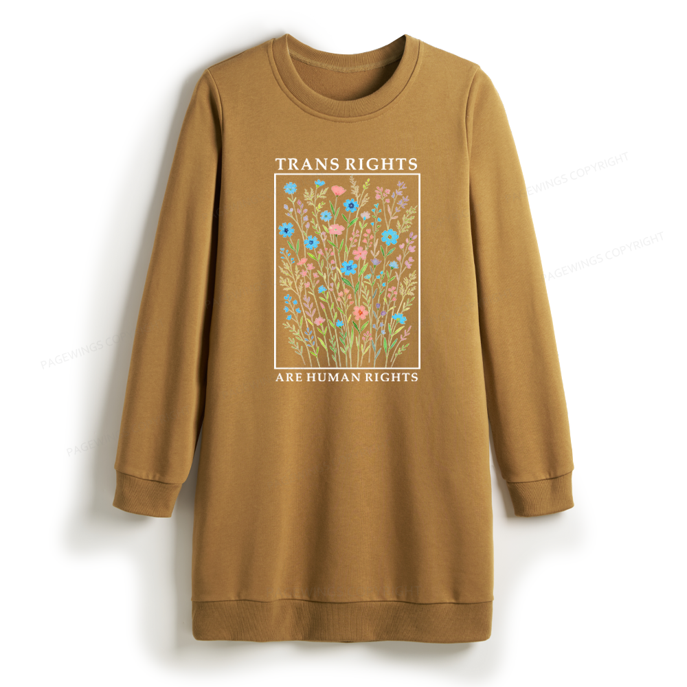 Pagewings Trans Rights Are Human Rights Sweatshirt Dress