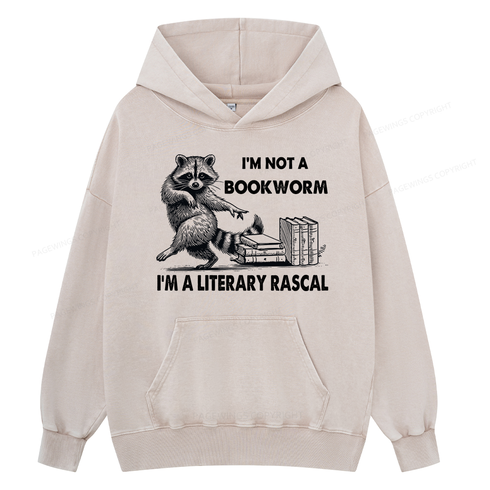 Pagewings I'm Not A Bookworm I'm A Literary Rascal Unisex Washed Hoodie