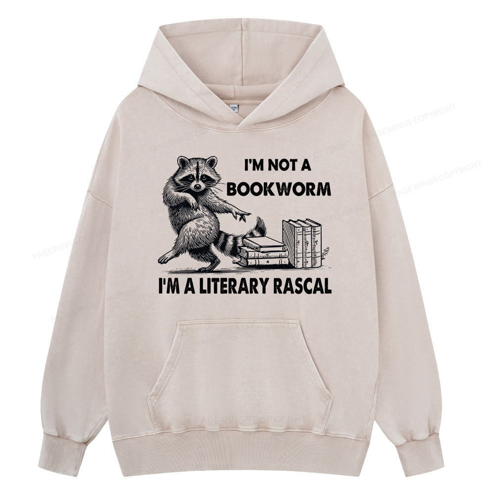 Pagewings I'm Not A Bookworm I'm A Literary Rascal Unisex Washed Hoodie
