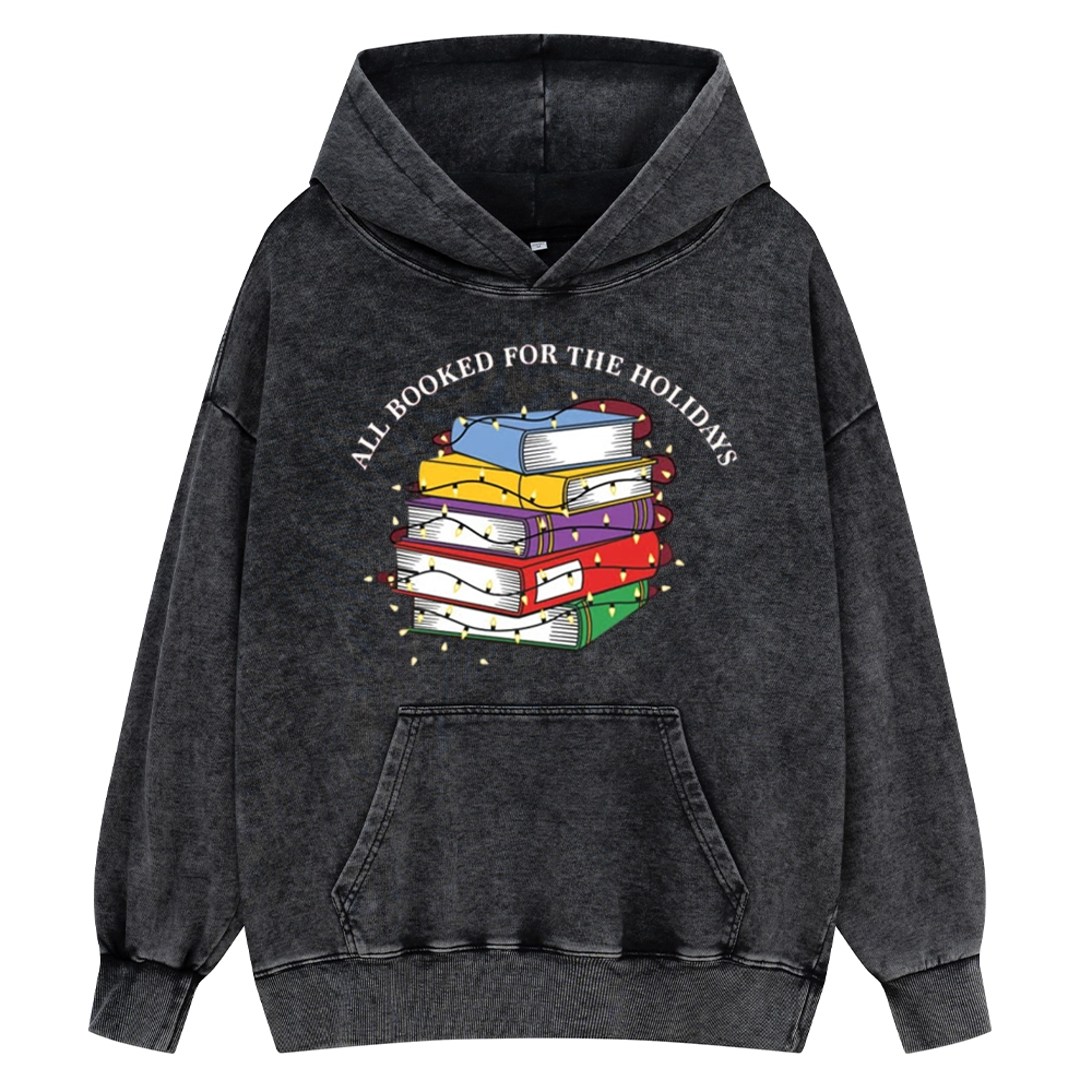 Pagewings Christmas All Booked For the Holidays Unisex Washed Hoodie