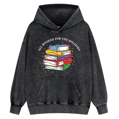 Pagewings Christmas All Booked For the Holidays Unisex Washed Hoodie