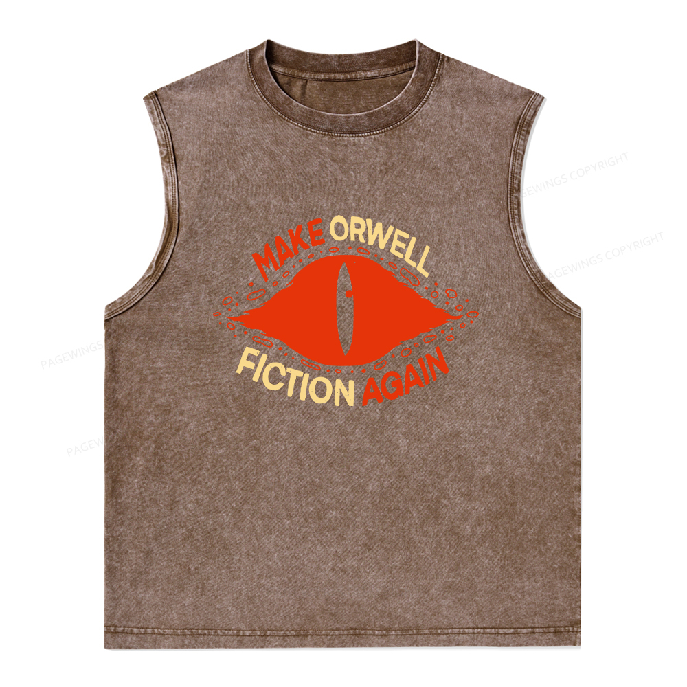 Pagewings Make Orwell Fiction Again Unisex Washed Tank Top