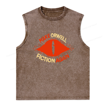 Pagewings Make Orwell Fiction Again Unisex Washed Tank Top