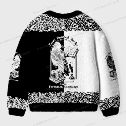 Pagewings Read Banned Books Unisex Ugly Cardigan Sweaters