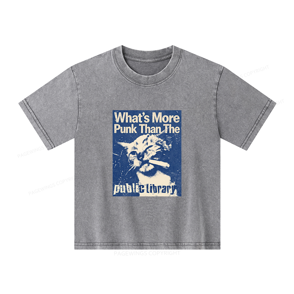 Pagewings What's More Punk Than The Public Library Unisex Kids Washed T-shirt