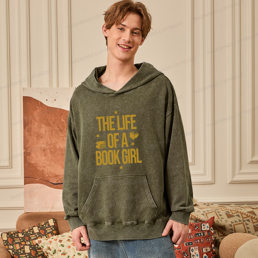 Pagewings The Life of a Book Girl Unisex Washed Hoodie