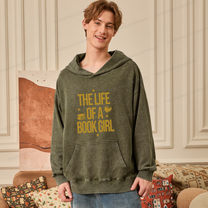 Pagewings The Life of a Book Girl Unisex Washed Hoodie