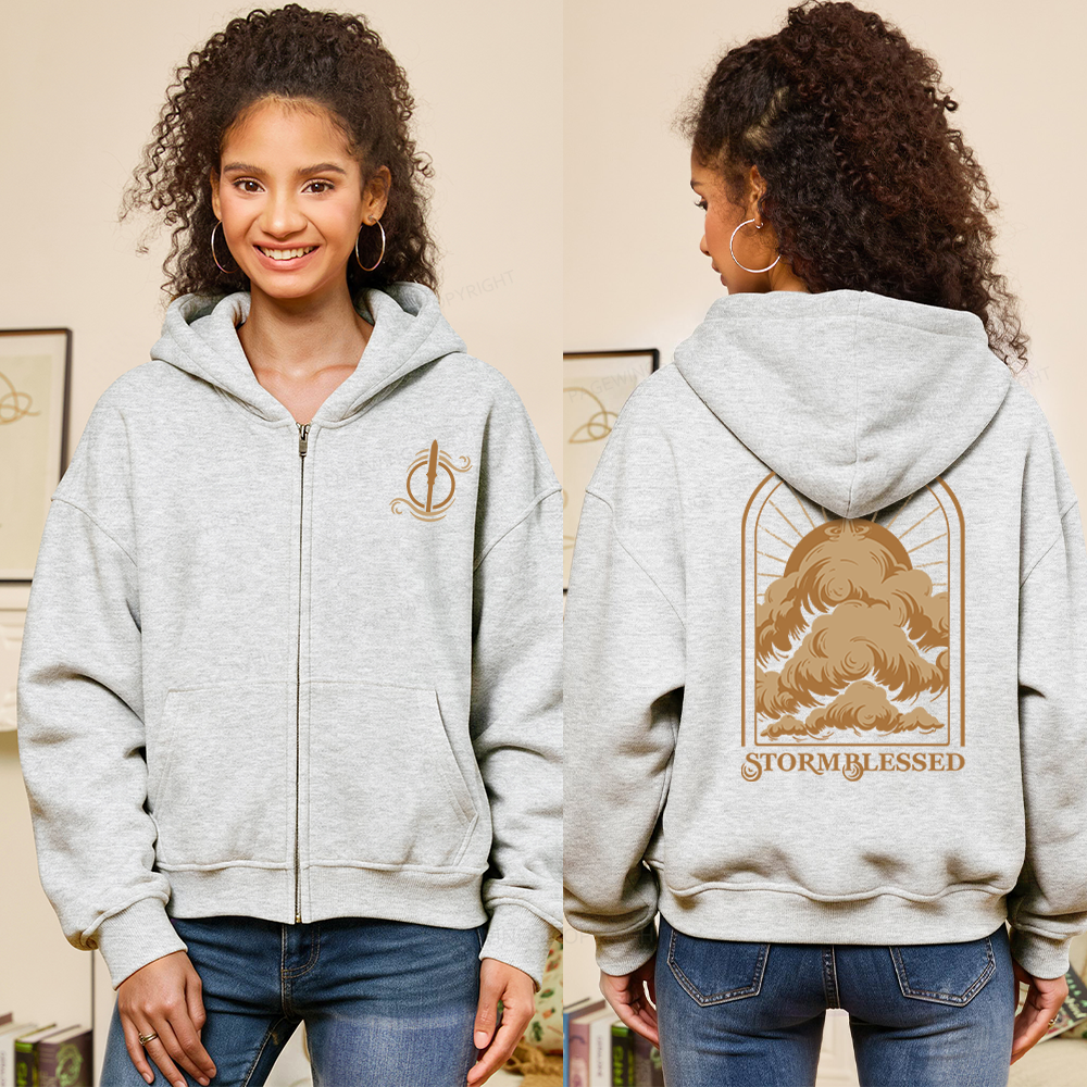 Pagewings Storm Fantasy Book Lover Fleece Zip-Up Hoodie