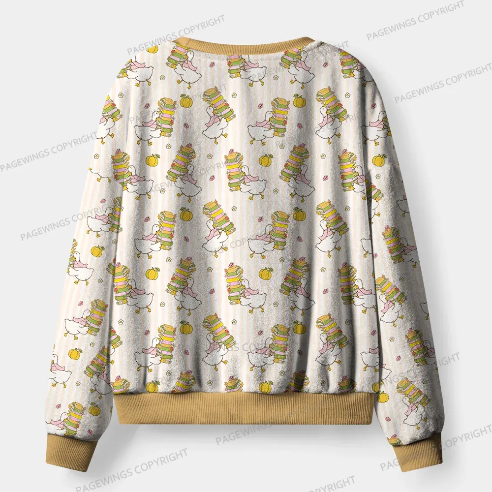 Pagewings Silly Goose Loves Reading Unisex Flannel Pajama Set