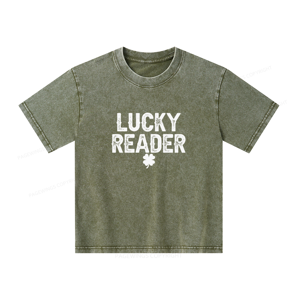 Pagewings Lucky and Lucky Fucker Graphic Tees Unisex Kids Washed T-shirt