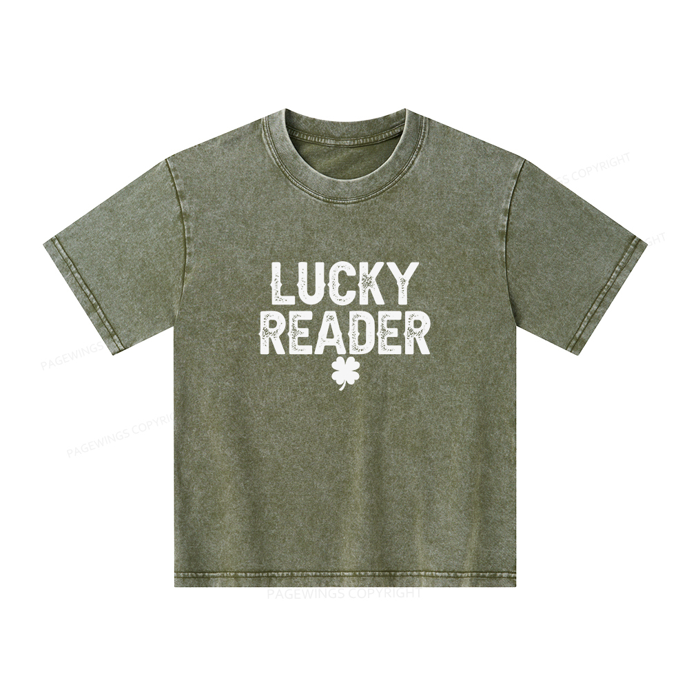 Pagewings Lucky and Lucky Fucker Graphic Tees Unisex Kids Washed T-shirt