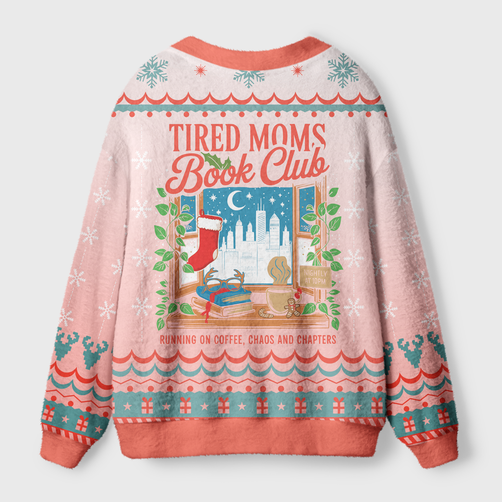 Pagewings Tired Moms Book Club Light Knit Unisex Cardigan Sweaters