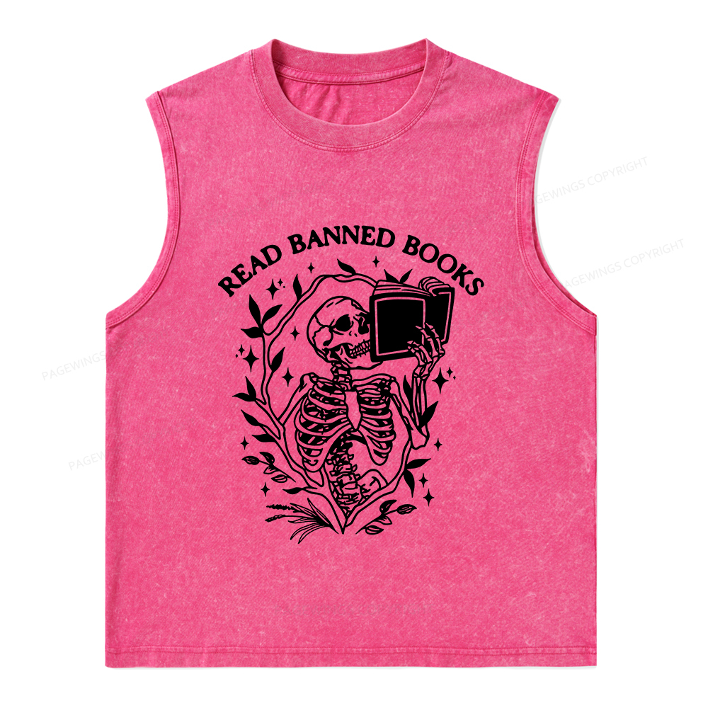Pagewings Ban The Fascists Save The Books Unisex Washed Tank Top