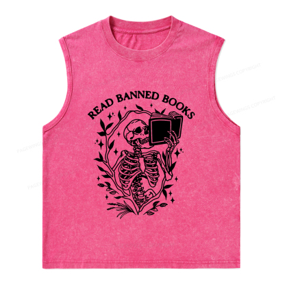 Pagewings Ban The Fascists Save The Books Unisex Washed Tank Top