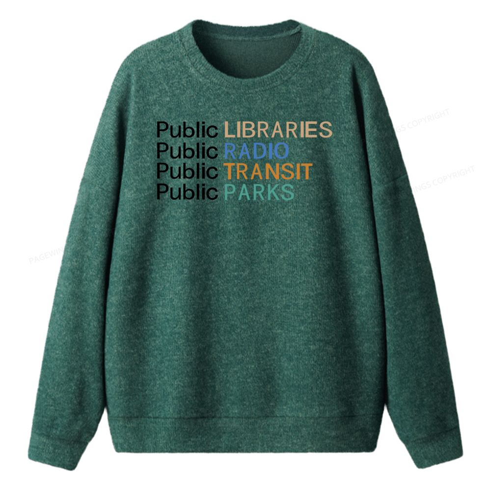 Pagewings Public Libraries Radio Transit Parks Unisex Knit Sweatshirt