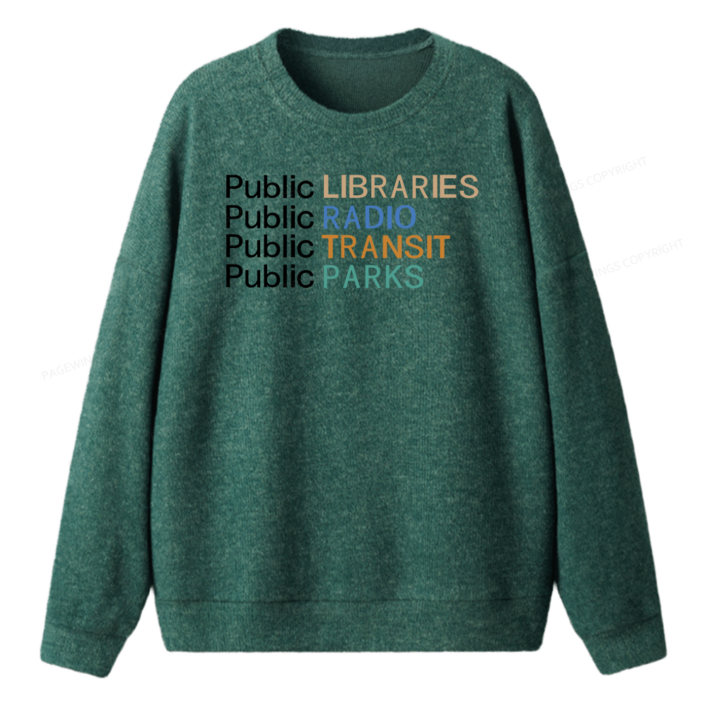 Pagewings Public Libraries Radio Transit Parks Unisex Knit Sweatshirt