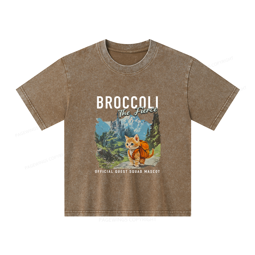 Pagewings Broccoli the Fierce Unisex Kids Washed T-shirt