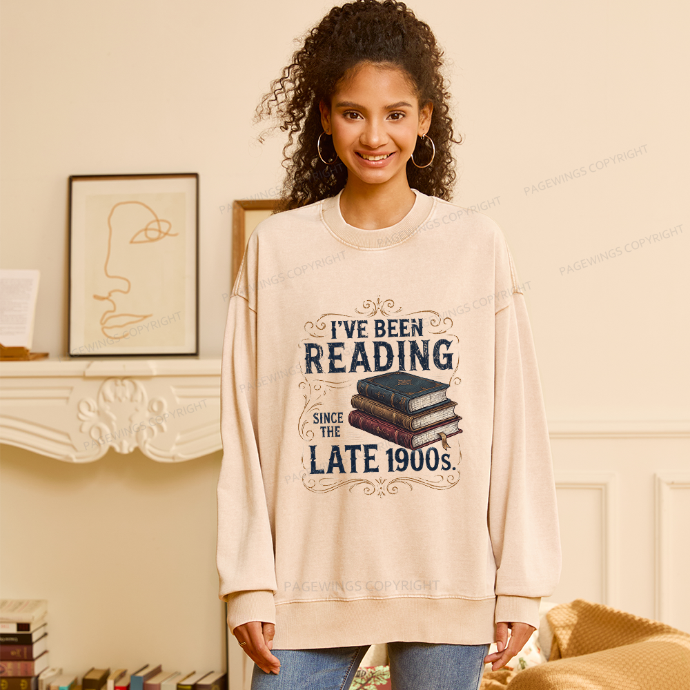 Pagewings Vintage Reading Since Late 1900s Unisex Washed Sweatshirt