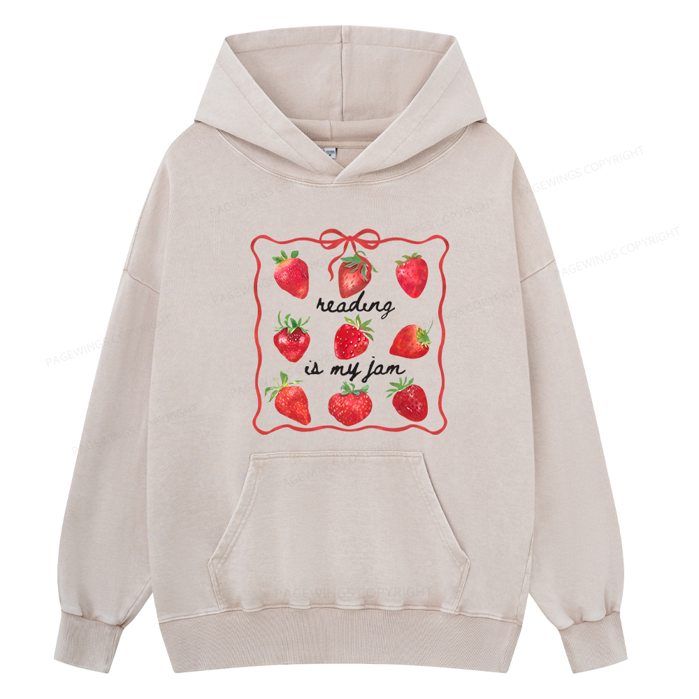 Pagewings Reading Is My Jam Unisex Washed Hoodie