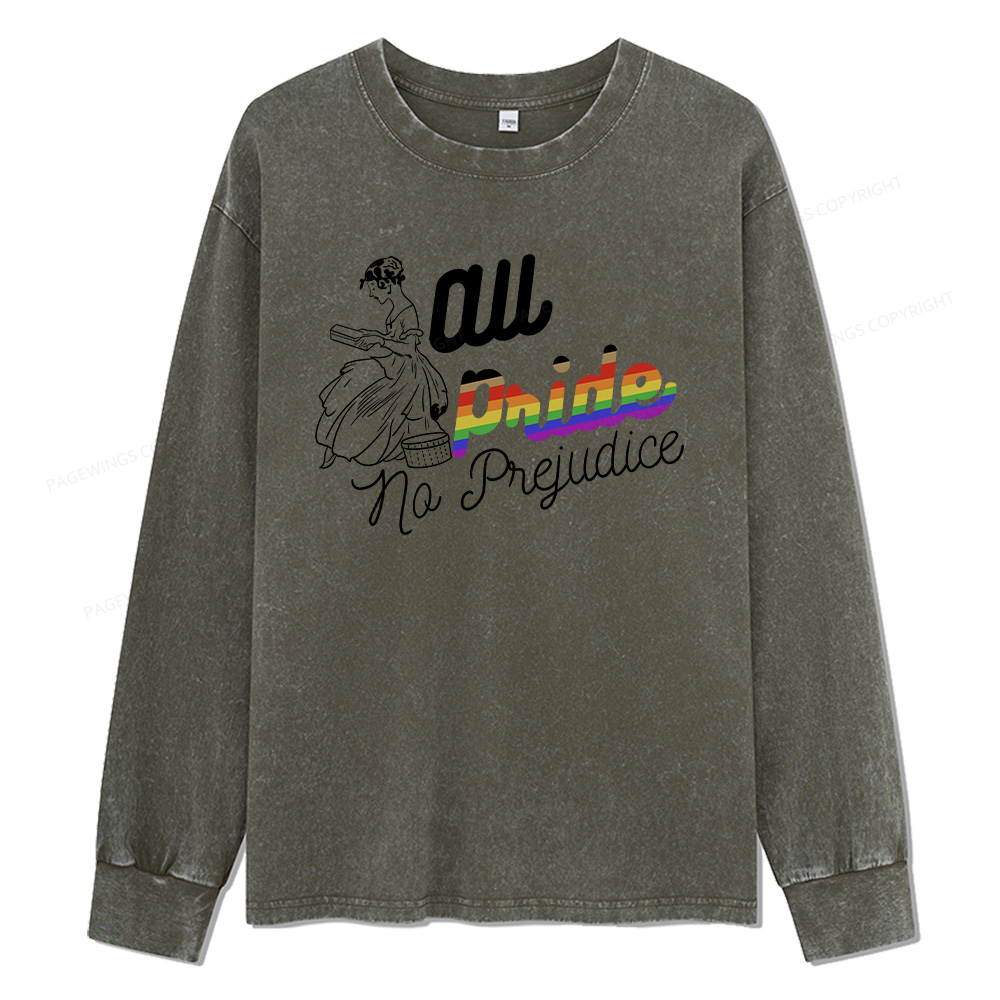 Pagewings All Pride No Prejudice Unisex Washed Long Sleeve T-shirt