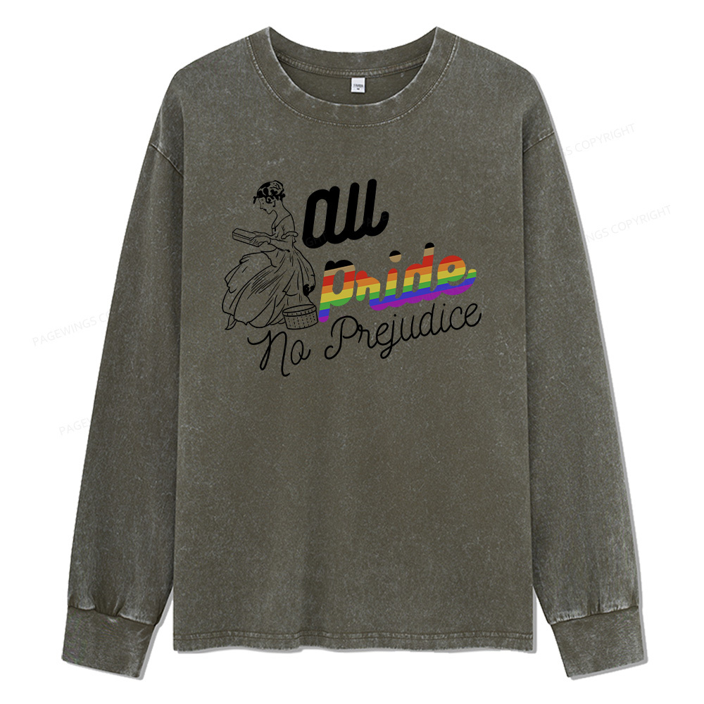 Pagewings All Pride No Prejudice Unisex Washed Long Sleeve T-shirt