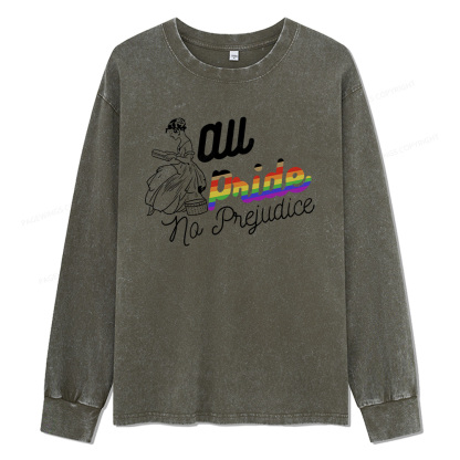 Pagewings All Pride No Prejudice Unisex Washed Long Sleeve T-shirt