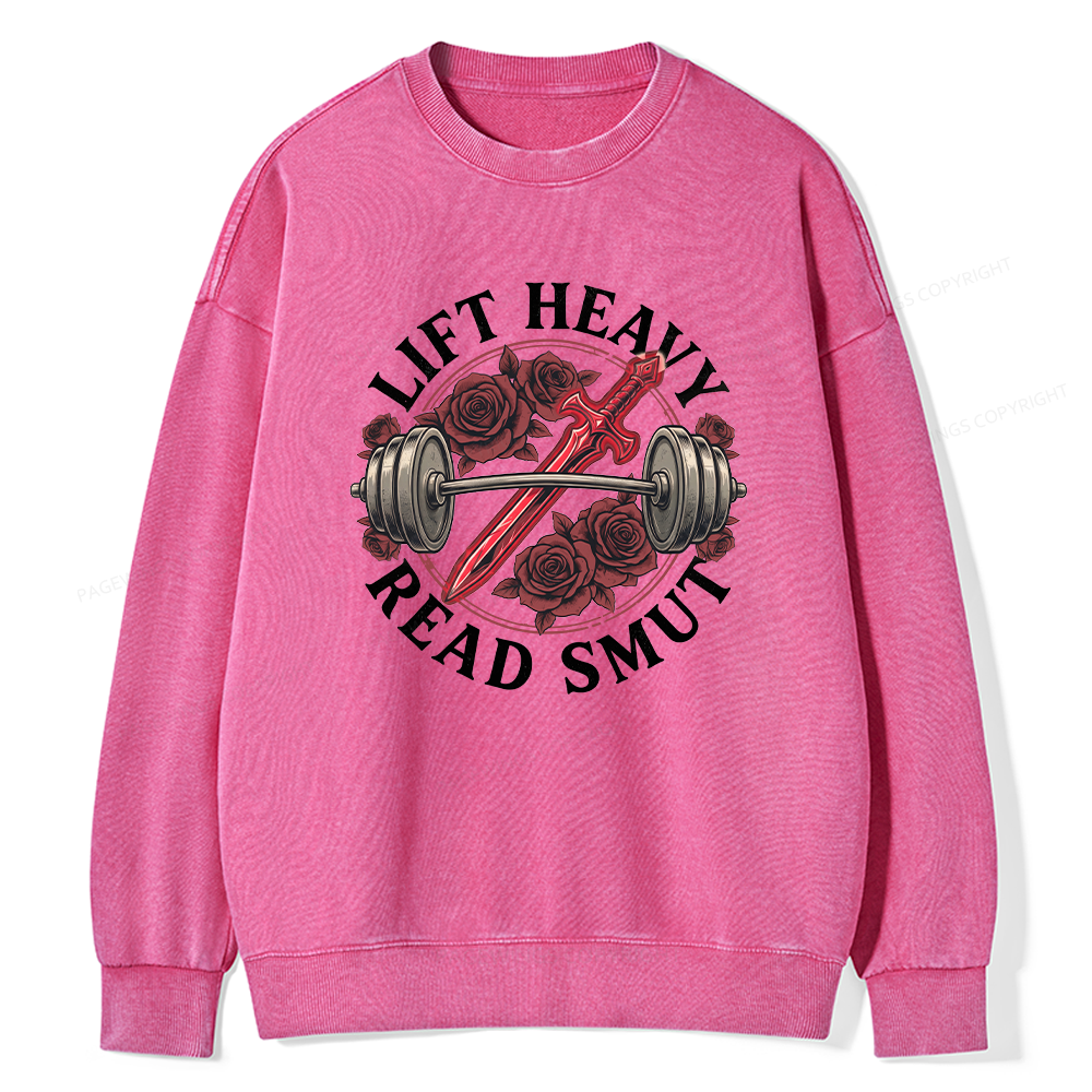 Pagewings Lift Heavy Read Unisex Washed Sweatshirt