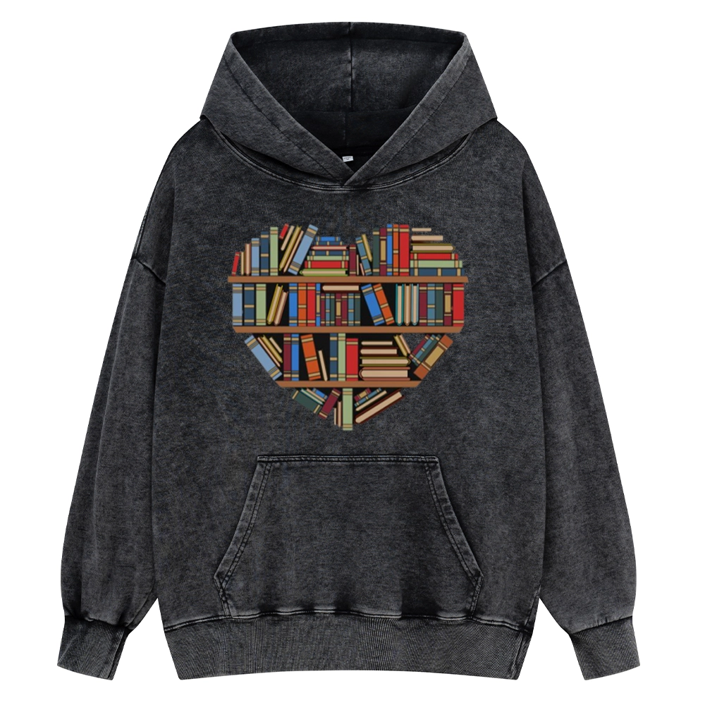 Pagewings Hearty Library Books Unisex Washed Hoodie