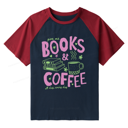 Pagewings Books and Coffee Raglan T-shirt