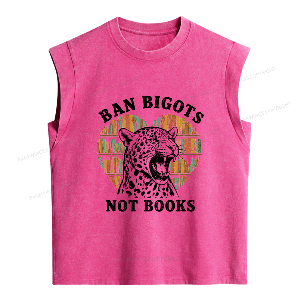 Pagewing Ban Bigots Not Books Women's Washed Tank Top