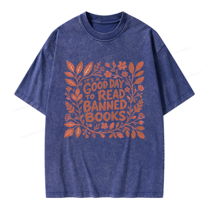 Pagewings It‘s A Good Day To Read Banned Books Unisex Washed T-shirt