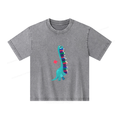 Pagewings Book Dinosaurs Unisex Kids Washed T-shirt