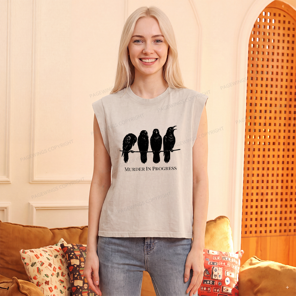 Pagewings Murder In Progress Women's Washed Tank Top