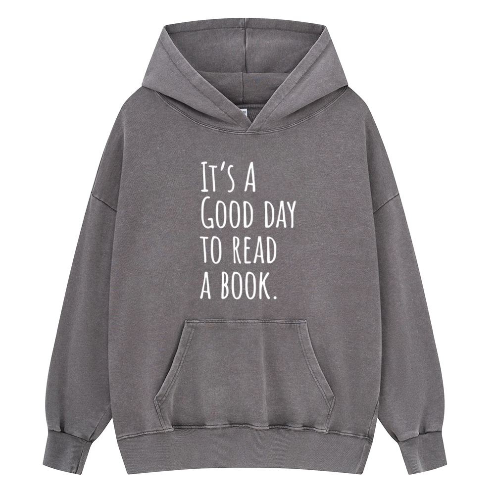 Pagewings It's A Good Day To Read A Book Unisex Washed Hoodie