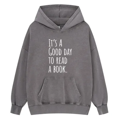 Pagewings It's A Good Day To Read A Book Unisex Washed Hoodie