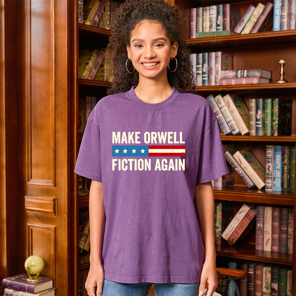 Pagewings Make Orwell Fiction Again Unisex Washed T-shirt