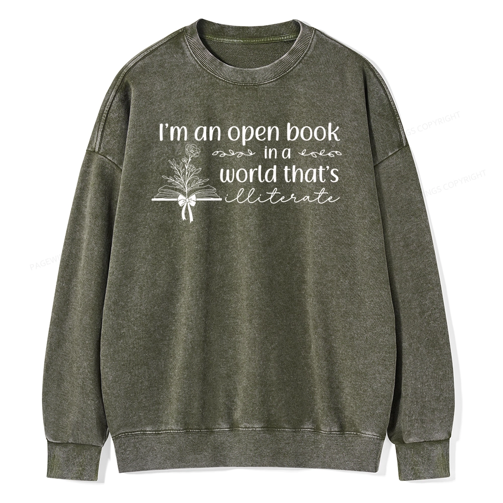 Pagewings An Open Book in a World Unisex Washed Sweatshirt