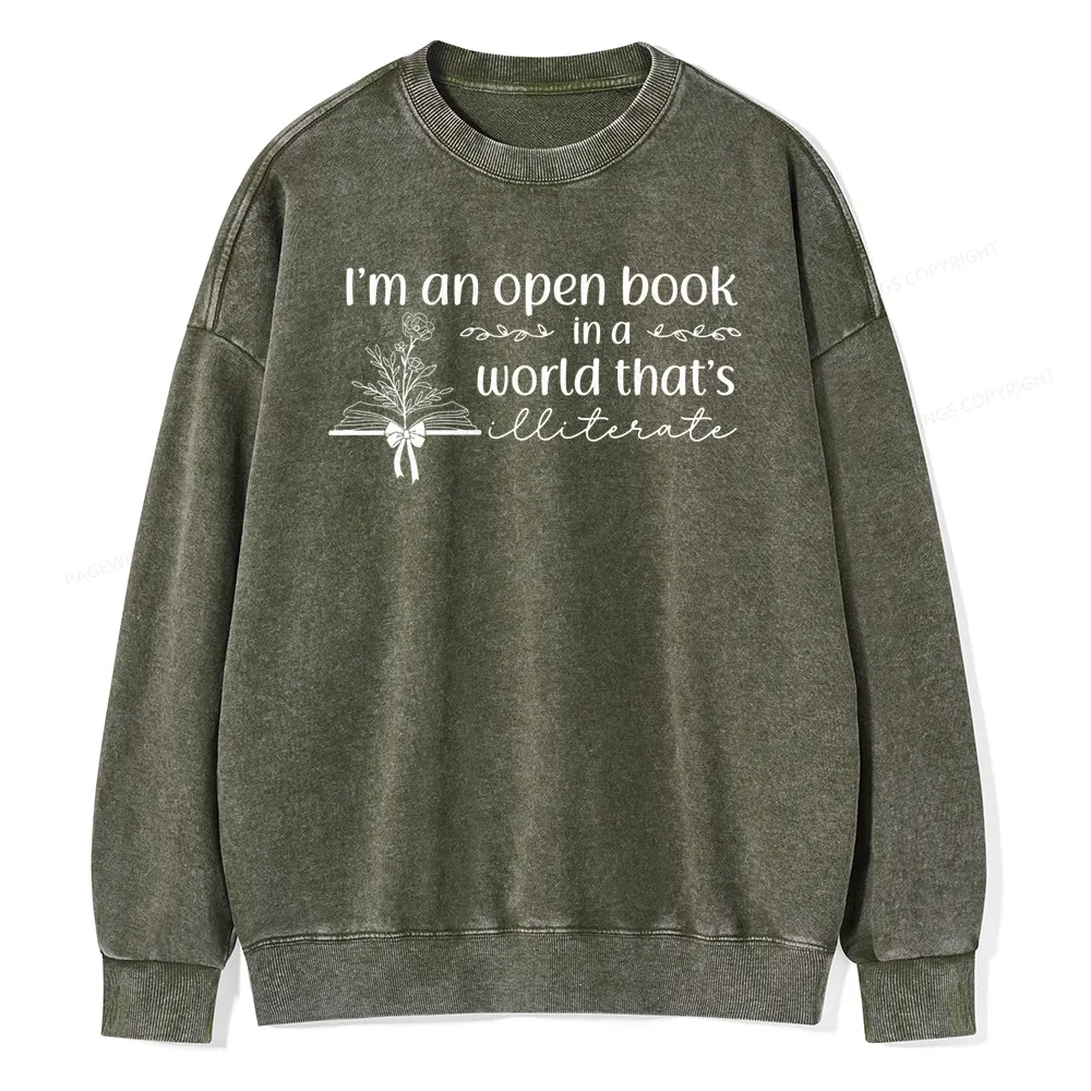 Pagewings An Open Book in a World Unisex Washed Sweatshirt